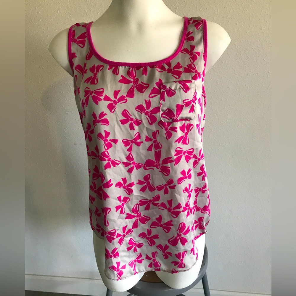 Pink Bow Print Tank Top 💋
